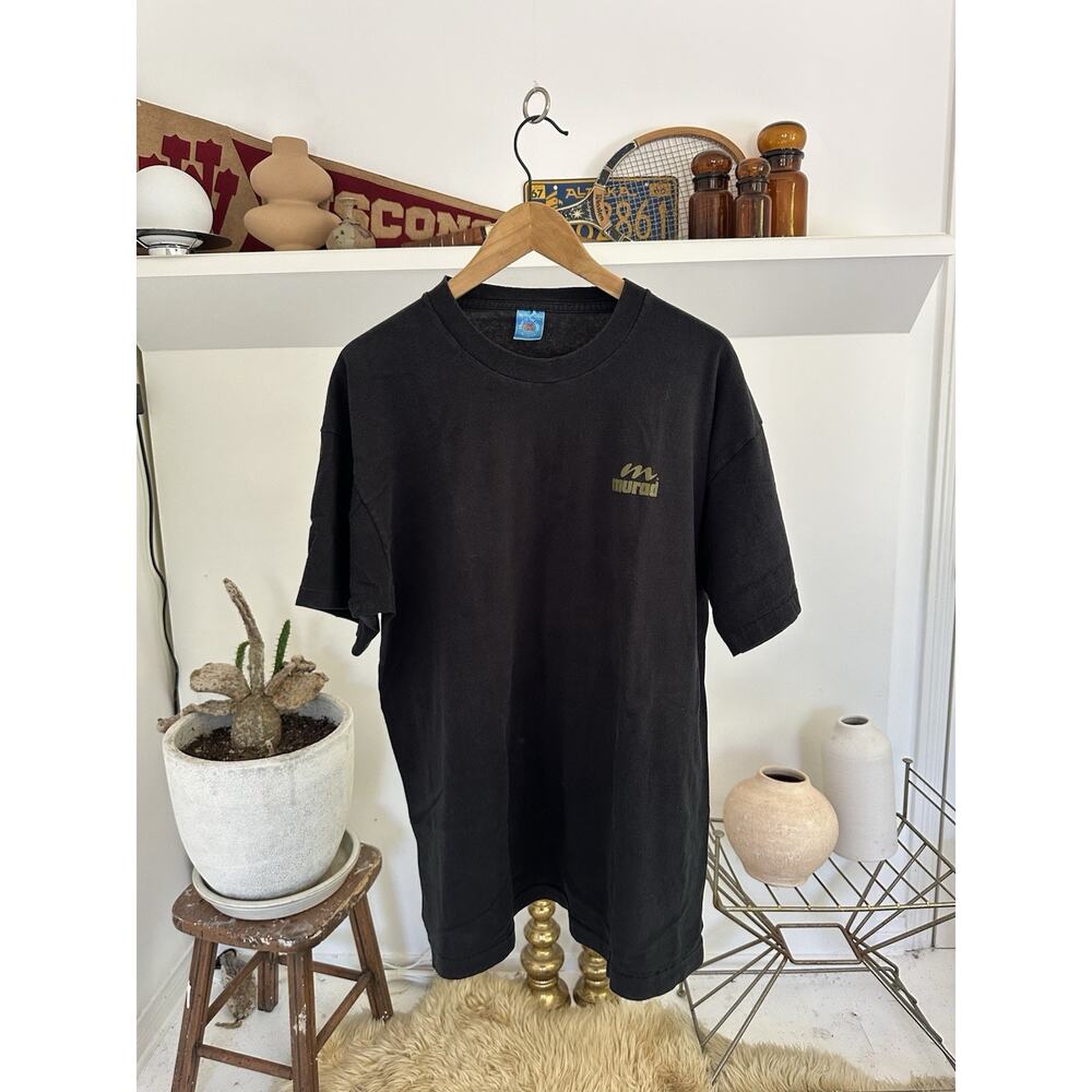 Vintage 90s Single Stitch Fruit of the Loom Murad Black T-Shirt XL